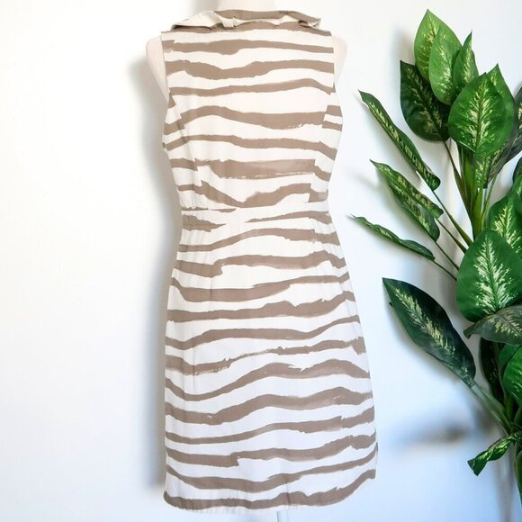 J. Crew Abstract Stripe Surplive V-neck Fit & Flare A-line Shift Mini Dress 10 - Picture 6 of 8